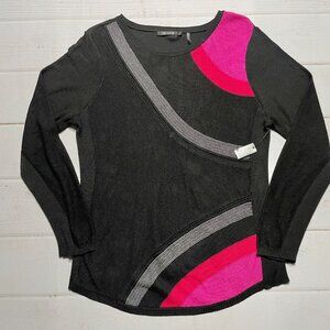 NWT - Nic + Zoe - Women’s Black & Pink Sweater - Size Petite Large